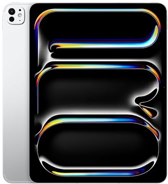 Apple iPad Pro 13 (M4) : Écran Ultra Retina XDR, 256 Go, Caméra Avant 12 Mpx Horizontale/Appareil Photo arrière 12 Mpx, Scanner LiDAR, Wi-FI 6E + 5G, Autonomie d’Une journée, Verre Standard - Argent