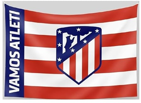 Bandera Atlético de Madrid Mediana - 120 x 90 cm - Producto Oficial del Atleti - Apoya a tu equipo - Vamos Atleti!