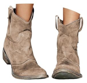 ENEN Stivali Texani Donna Cowboy 34-48 Moda Stivali Cowboy Donna con Tacco Basso Western Comodi Stivaletti Texani Morbida Suola Antiscivolo Eleganti Minimalist, Autunno e Inverno