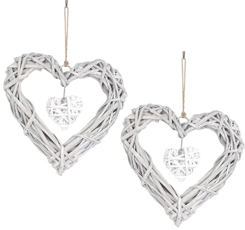 Decoración de Pared de corazón de Mimbre Artificial, Adorno de Corona Colgante de Mimbre para Fiesta de Boda, decoración del Dormitorio del hogar, 2 uds.