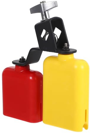 Milisten Bloque de Mermelada de Plástico y Campana de Sambago Bicolor Cencerro de Doble Montaje Instrumento de Percusión Portátil Palillos de Ritmo para Niños para Educación Musical