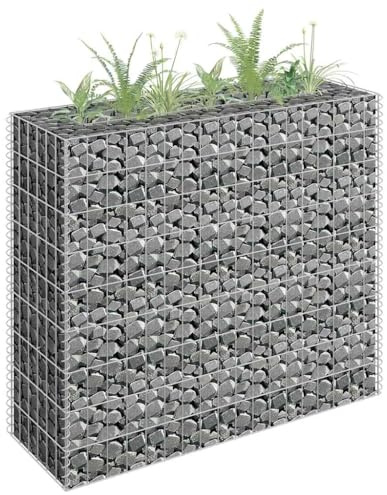 Mokuyary Aiuola rialzata per gabbioni, in acciaio zincato, 90 × 30 × 90 cm, cestino in pietra come recinzione da giardino, griglia per gabbioni come privacy