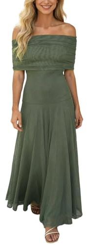 YOSUWOAI Vestido largo de verano para mujer, vestido de playa, informal, entallado, plisado, formal, elegante, vestido de noche, elástico, cómodo, vestido de fiesta de graduación