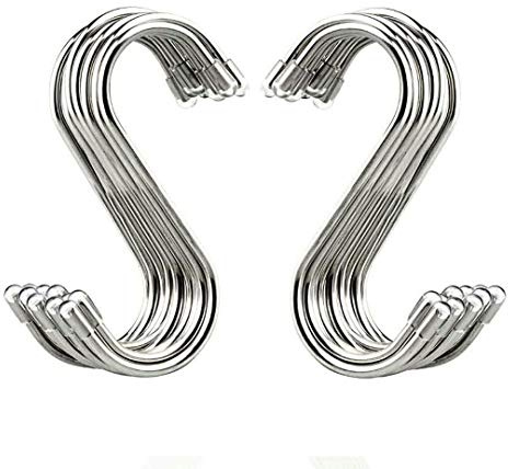 Confezione da 20 grucce appendiabiti ganci in acciaio INOX a forma di S Hanging ganci per bagno, cucina, work Shop, Garden