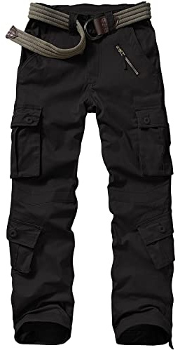 Jessie Kidden Women's Combat Cargo Trousers Camo Camouflage Army Military Tactical Work Pants #2083-Black-32(12)