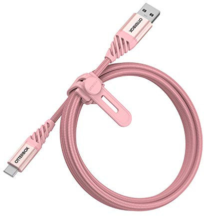 OtterBox Premium Reinforced Braided USB-A to USB-C Cable, Charging Cable for Smartphone and Tablet, Ultra-Rugged, Bend and Flex Tested, 1M, Rose Gold