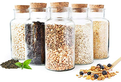 Sendez Lot de 6 bocaux à épices en verre avec bouchon en liège 600 ml