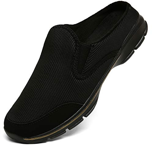 INMINPIN Unisex tofflor, lätta, ventilerande tofflor, slip-on, promenadskor, fritidsskor för kvinnor och män, Svart plysch, 37 EU