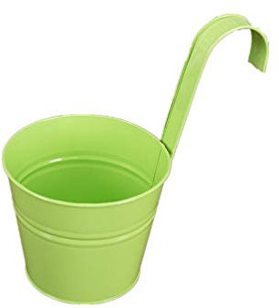 ZumZup Set di 2 vasi da fiori in metallo da appendere con gancio staccabile, per balcone, con foro di drenaggio, fioriera da parete per giardino, decorazione per la casa, colore verde chiaro, 2 12 x