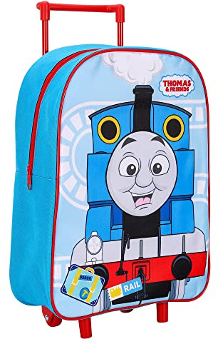 trolleys Kids Trolley Cabin Bag Suitcase with Wheels and Telescopic Handle - Ideal for Short Breaks, Holidays, sleepovers and School Trips (Thomas The Tank Engine), 43x29x14 cms