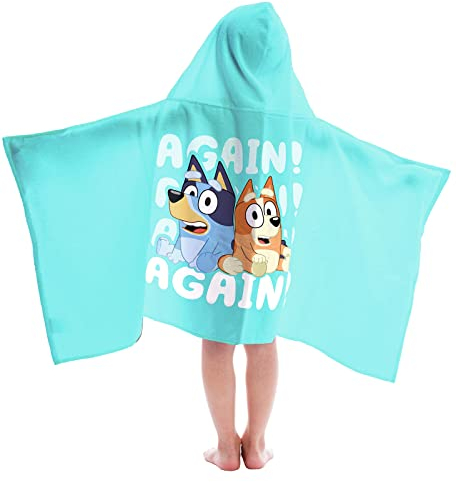 Jay Franco Bluey Bingo Cartoon Kids Hooded Towel Bath Wrap, Blue
