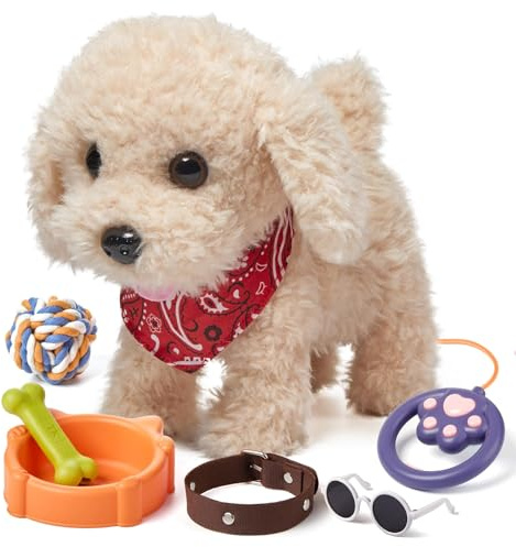 TUMAMA Remote Control Electronic Plush Puppy Dog Toy, Fun Interactive Toys,Walks,Barks,Shake Tail,Dress Up Realistic Stuffed Animal Dog, Gift for Girls Boys Age 3-6 Year Old