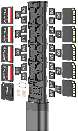Budi Alloy Memory Card Storage Stick For microSD - Full SD & Nano Sim Organizer
