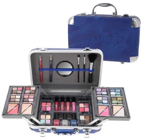 ZMILE COSMETICS Traveller Blue blauer Kosmetikkoffer vegane Kosmetik mit Schminke - Make Up Set für unterwegs, zum Reisen und Verschenken