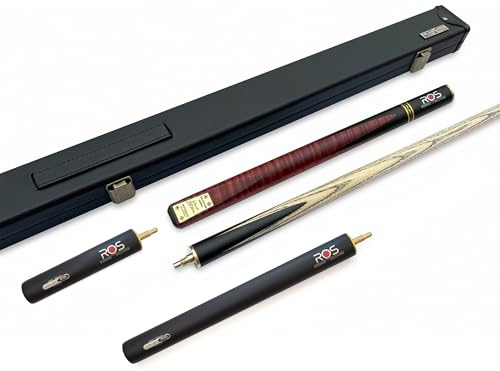 Winsport Set di stecche Ronnie O'sullivan RS-3, stecca da 2 pezzi, valigetta, 2 prolunghe, pelle adesiva da 10 mm, filettatura rapida, passo 3/4