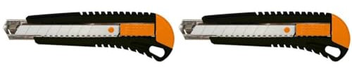 Fiskars Cuttermesser mit Metallführung, 18 mm, Orange/Schwarz, 1003749 (Packung mit 2)