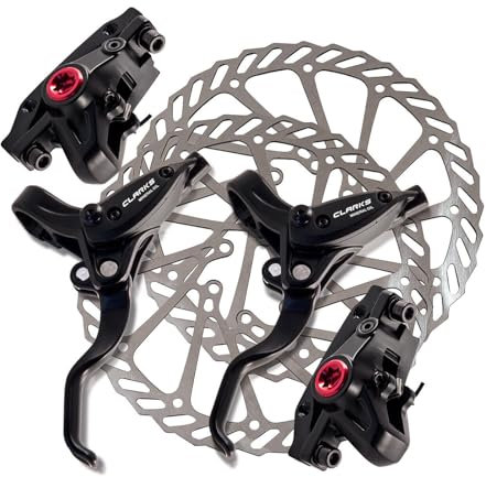 Clarks M2 Hydraulic Disc Brake Set Black 180 Front 160 Rear - Full Front & Rear Set with Rotors - Ideal for MTB & Hybrid Bikes