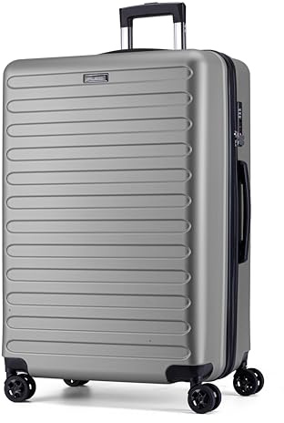 FLIEE Large Suitcase Hard Shell | 4 Dual Spinner Wheels | Aluminum Telescopic Handle | TSA 3 Digit Combination Lock | Lightweight Suitcase | Large 28 Hold Check in Luggage | (Grey, Large 28'')