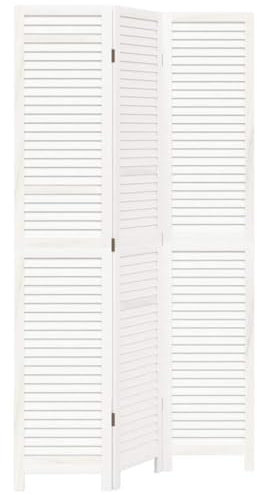 vidaXL Raumteiler 3-TLG., Paravent mit Faltdesign,Trennwand für Wohnzimmer Schlafzimmer Büro, Sichtschutz, Weiß Massivholz Paulownia