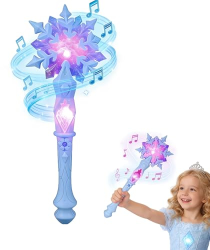 Toddmomy Brillante copo de nieve varita mágica para niñas niños cosplay fiesta cumpleaños juguete princesa traje accesorios azul