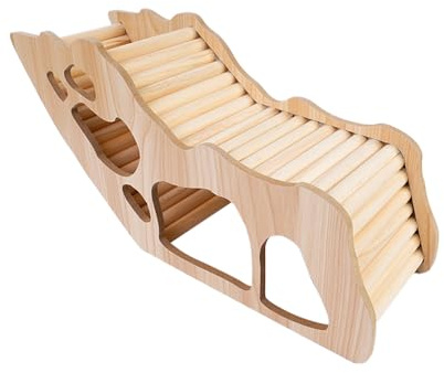 VOANZO Tunnel in Legno per nascondiglio per criceti con Scala Giocattolo per criceti siriani e Nani Casa per criceti, Ponte e Accessori per Gabbie per Piccoli Animali Domestici