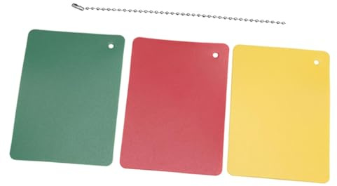 Amagogo Cartellino di penalità per Arbitro Rosso Verde Giallo 3,5x2,5 Pollici in Materiale PP Leggero con Catena in Metallo
