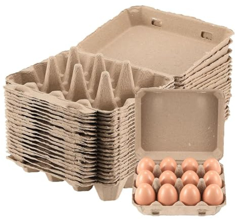 Janasiba Paquete de 20 cajas de huevos, cajas de huevos cuadradas de papilla de papel, contenedor de cartón para huevos, bandeja vacía para huevos