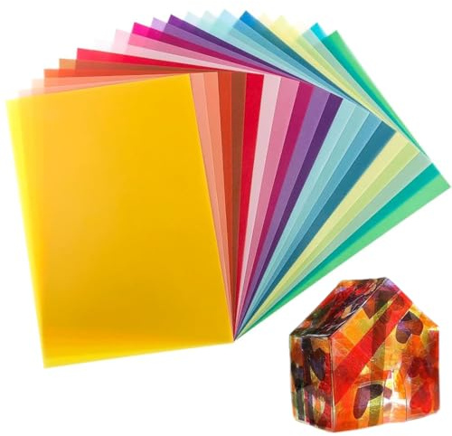 YAYNO 20 pièces Papier Vitrail Couleur 20 Couleurs Différentes A4 Papier Transparent Couleur Papiers Vitrail Loisir Creatif Papiers Calque Couleurs Transparent pour Faire des Lanternes et Bricolage