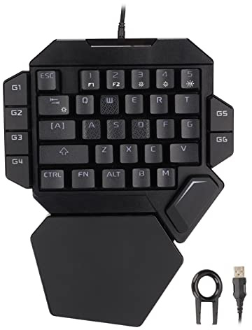 SustVita Mini tastiera da gioco con retroilluminazione RGB, 35 tasti non conflittuali, design ergonomico e 6 tasti programmabili per sistemi, tastiera a mano singola per PC