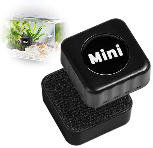 UIHRLM Magnetic Fish Tank Cleaner, No Scratch 3cm Mini Fish Tank Magnetic Glass Cleaner, Aquarium Magnetic Glass Cleaner Algae Scraper for 3mm to 6mm Thick Small Tank Glass Cleaning (Black Square)