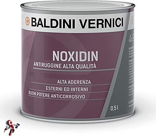 Antiruggine per ferro e legno interni esterni Baldini Vernici Noxidin 500 ml colori rosso o grigio (ROSSO OSSIDO 172)