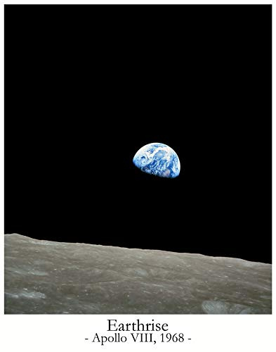 Earthrise Astronomy Decor/Space Photo Planet Earth Lunar | Pósters del espacio Kids Room Wall Decor | Surface Moon Landscape Decorations Astronomía Gift Astronaught Poster (33cm x 48cm)