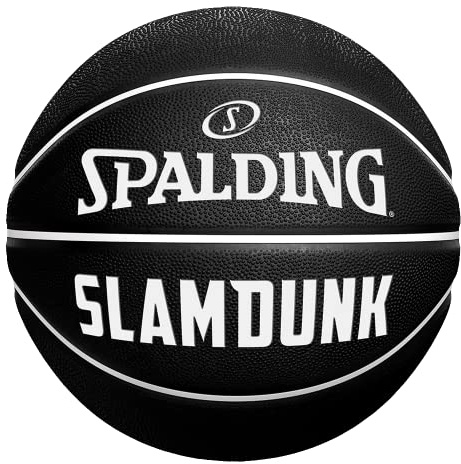 Spalding Slam Dunk - Pallacanestro - Taglia 5 - Nero - Outdoor - Rubber