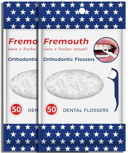 Fremouth Upgraded Orthodontic Flossers for Braces - Ortho Dental Floss Picks, 50 Count (Pack of 2)
