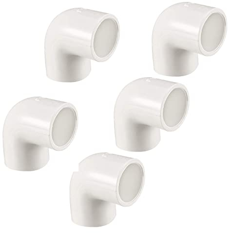 TOP-VIGOR 5pcs 20mm Slip 90 Degree PVC Pipe Fitting Elbow Coupling Connector, Water Pipe Slip Socket Connector for PVC Pipe Corner Connection