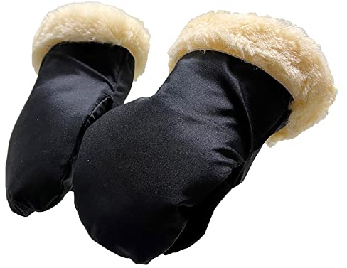 STROLLER MITT 6575825 Lammfell Kinderwagen Handschuhe schwarz