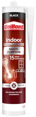 Unibond Indoor Multi- Purpose Sealant, Black Sealant Cartridge, Mould Resistant Black, Ideal for Indoor Multi-purpose use. 1 x 274g