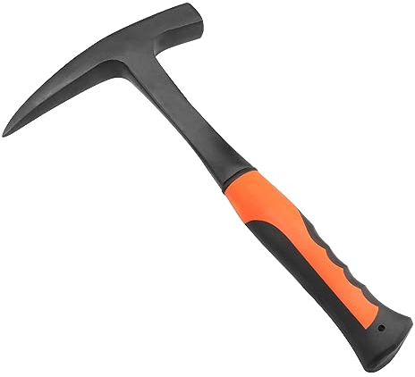 GENHAKON 28 oz Rock Pick Hammer - 12 Inch All Steel With Pointed Tip and Shock Reduction Grip for Mining