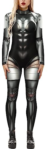Seaur Halloweenkostym dam robot cosplay catsuit overall ben dräkt karneval M