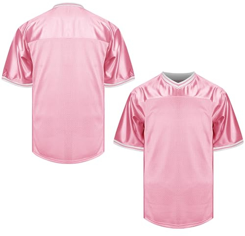 MESOSPERO Maillot de football vierge pour homme, style hip-hop des années 90, pour la pratique des fêtes, T-shirt de sport, noir, blanc, rouge, vert, S-3XL, #Vien-rose, Taille XL