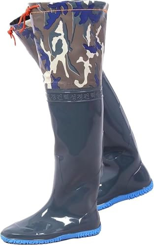 HGOuhK wasserdichte Watstiefel aus PVC for Herren und Damen, Hüft-Watstiefel for Angeln und Jagen, multifunktionale Regenschuhe for Angeln Wathose Herren Damen(5.5)
