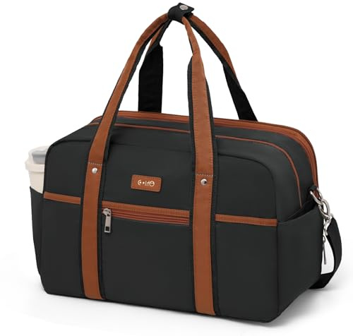 COOLIFE 20 l Ryanair handbagage 40 x 20 x 25, handbagage-väska för flygplan, utbyggbar resväska unisex weekendväska med våt/torrfack, Ryan Airlines Bag, Svart / brun, 40x20x25cm (20L), Handbagage