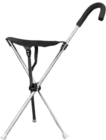 Bastone con seduta - Bastone da passeggio con seduta | Sedia ergonomica regolabile, leggera e pieghevole | Supporto Mobilità Uomini Donne Adulti Anziani Padre Madre Nonno