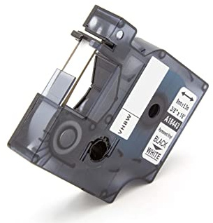 vhbw Schriftband-Kassette kompatibel mit Dymo RhinoPro 6000, 5000, 3000, ILP 219 Etiketten-Drucker 5,5m x 9mm Schwarz auf Weiß, Vinyl