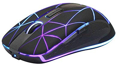 Rii RM200 2.4G Souris sans Fil Souris Optique Mobile Rechargeable à 5 Boutons avec Récepteur Nano USB, Lumières LED Colorées pour Ordinateur Portable, PC, Ordinateur-Noir
