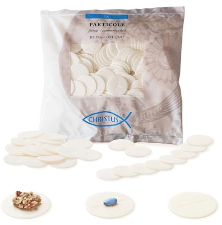 Christus - Hostias de Comunión Ø 35 mm - Pack de 500 Hostias Blancas - Uso Litúrgico y Alimentario, Sin Aditivos, Veganas