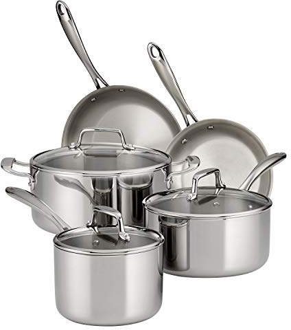 Tramontina 80116/1010DS 3-Ply Stainless Steel Cookware Set with Glass Lids