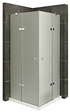 Mampara de Ducha Alice 100x70x190cm |NO REVERSIBLE| Puertas Abatibles, Ajuste 99,3-101,3x69,3-71,3cm|Perfiles cromados, Cristal Satinado 6mm