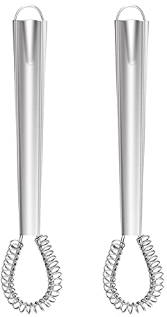 2PCS Stainless Steel Mini Whisk With Heat Resistant Silicone - Small Egg Beater, Manual Hand Whisker, Spring Coil Wire Blender for Kitchen, Coffee, Sauce, Milk, Cooking, Baking, Beating
