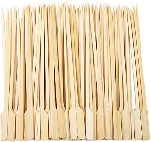 Kitchencookshop Paddle Skewers100 Pieces Bamboo Barbecue Bamboo Skewers Cocktail Sticks for Barbeque, Kebabs, Burgers, Cocktails, Buffets Party (30cm)